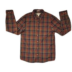Duluth Trading Shirt Men Medium Brown Plaid Button down Long Sleeve